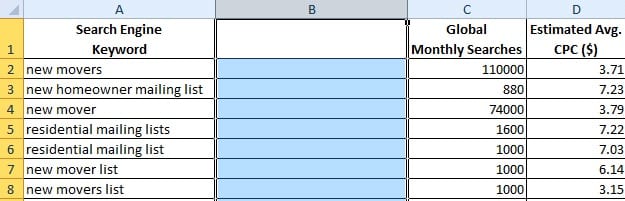 excel add columns