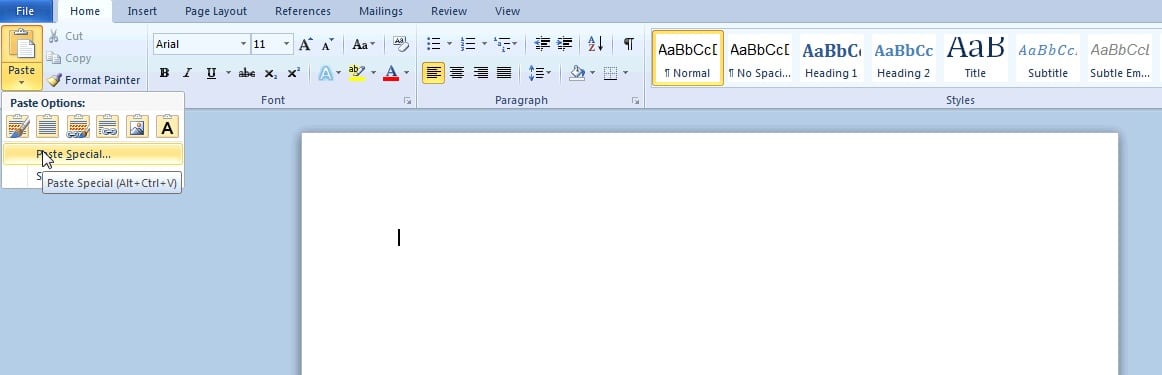 excel embed spreadsheet word
